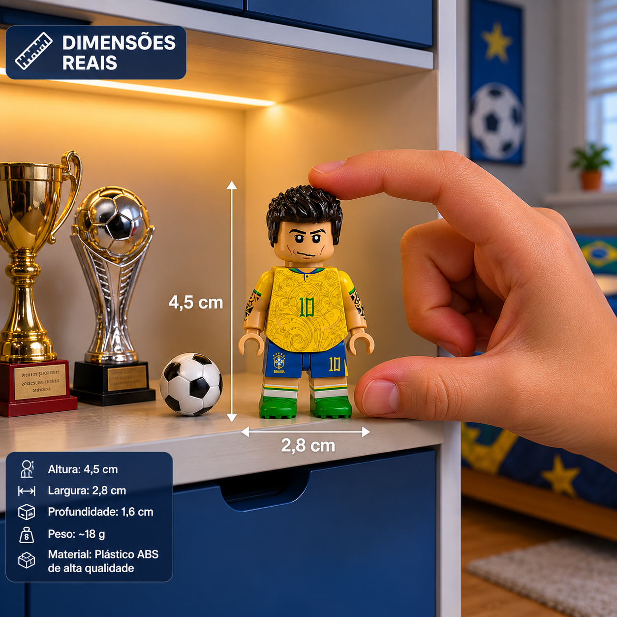 Boneco Neymar Estilo LEGO Seleção Brasileira