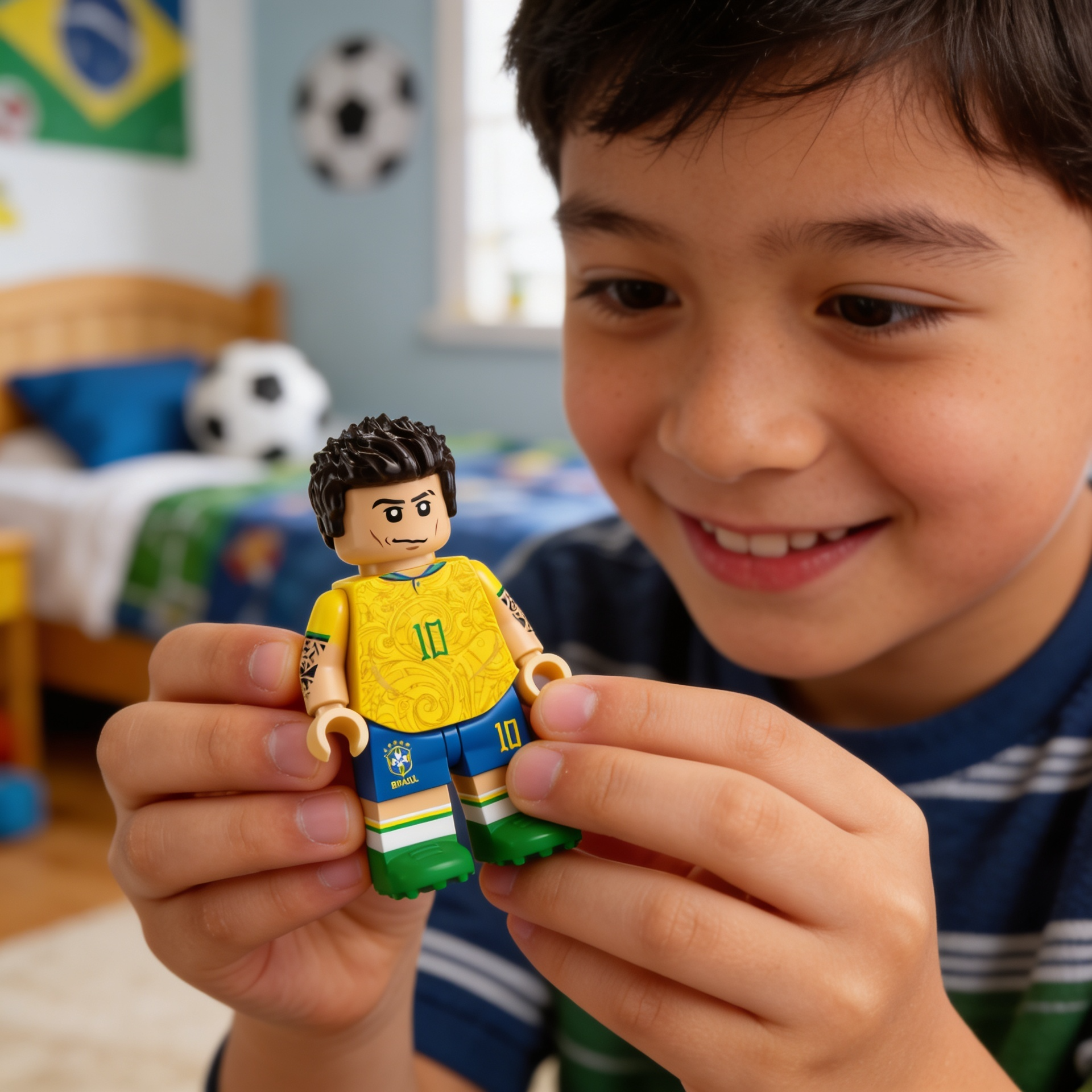 Boneco Neymar Estilo LEGO Seleção Brasileira