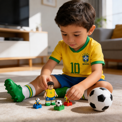 Boneco Neymar Estilo LEGO Seleção Brasileira