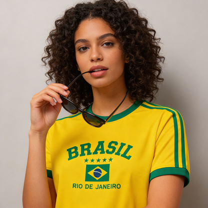 Camisa Retro Brasil Amarela