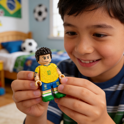 Boneco Neymar Estilo LEGO Seleção Brasileira