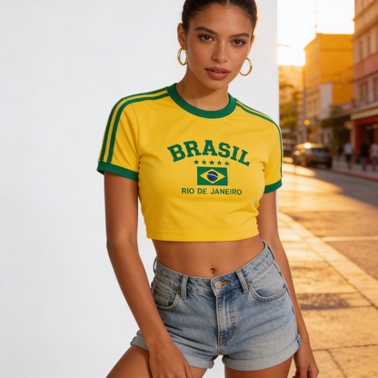 Camisa Retro Brasil Amarela