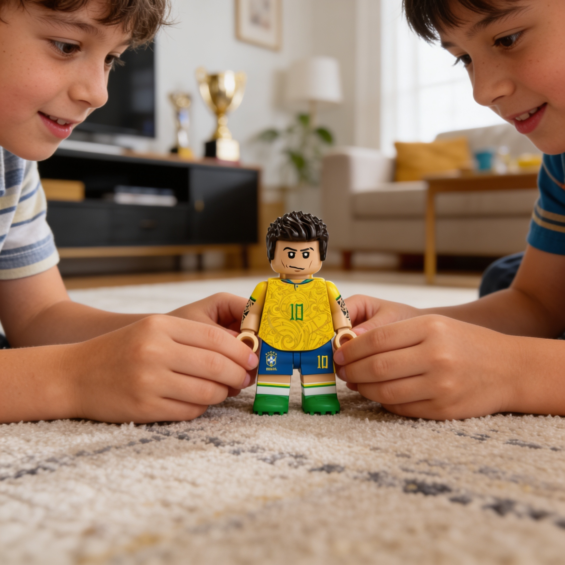 Boneco Neymar Estilo LEGO Seleção Brasileira